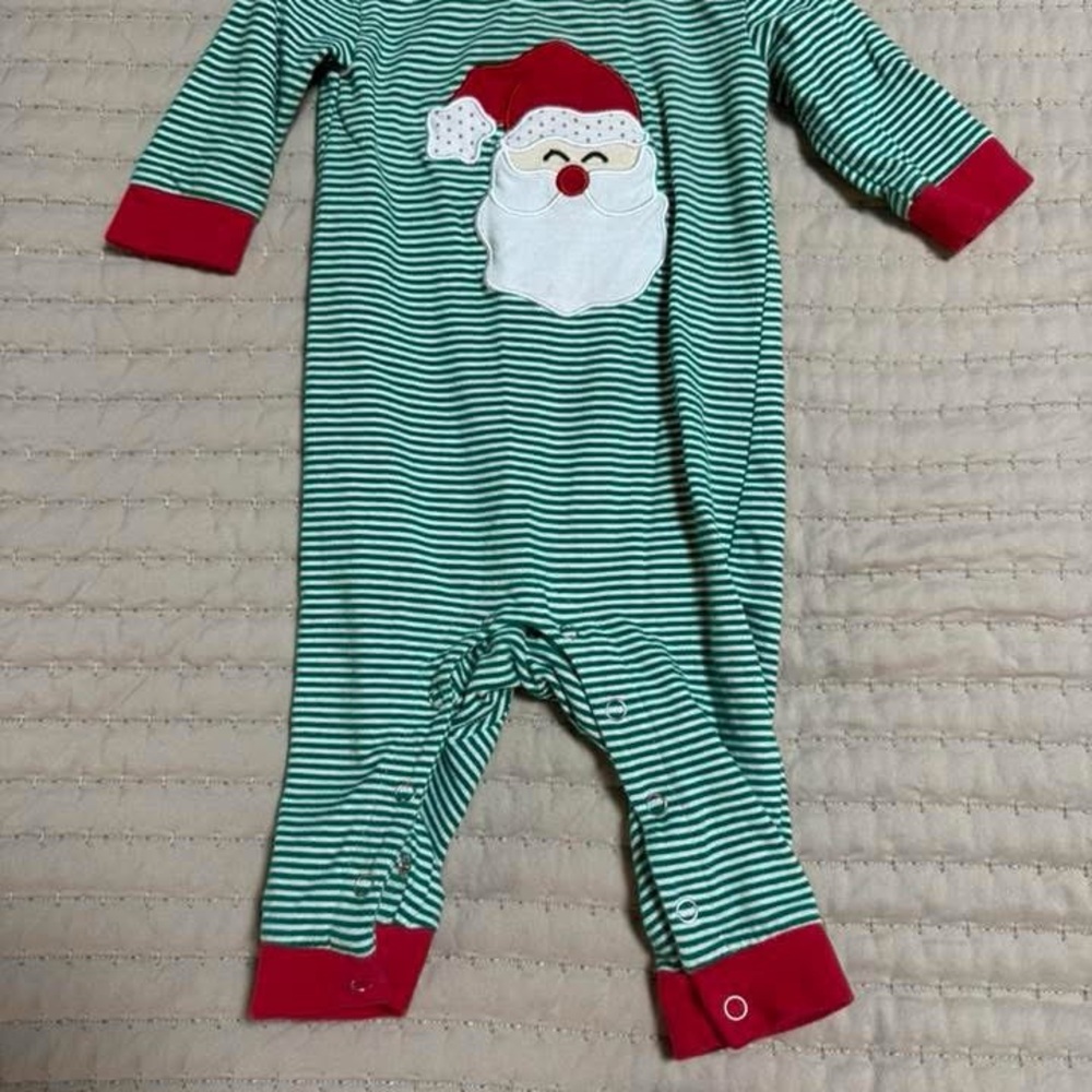 Striped Green and Red Santa Baby Footie